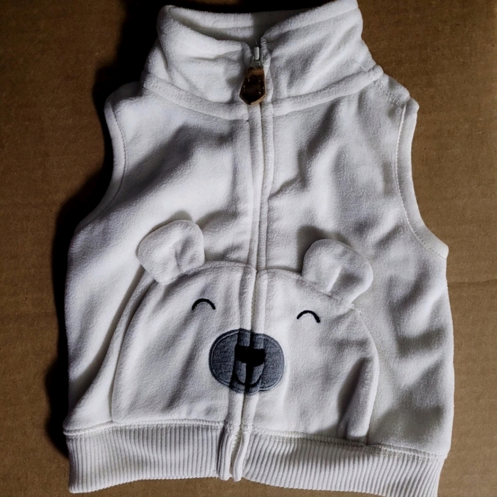 Carters 🐻❄️ Polar Bear Unisex Baby Fleece Vest In White 3 Months